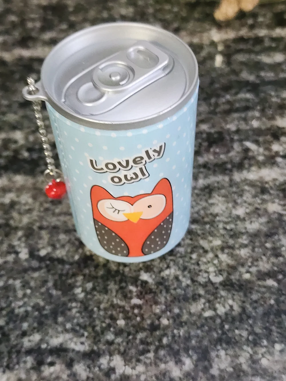 Lovely Owl Blue Decorative Mini Wet Wipe Container with Red Owl Graphic